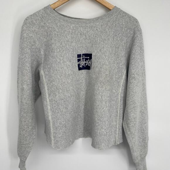 Stussy x Champion Vintage 90s Reverse Weave Cropped Raw Edge Embroidered Logo - Picture 1 of 8